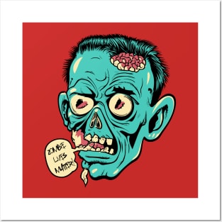 Zombie Lives Matter Zombie Head Vintage Illustration Posters and Art